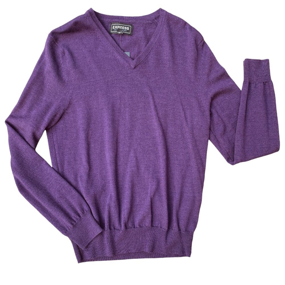 NWT Express 100% Italian Merino Wool Sweater Preppy Academia Old Money Classic-M